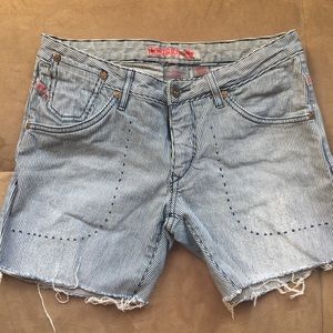 Y2K Parasuco Mid Rise Stripe Cut Off Shorts sz 30